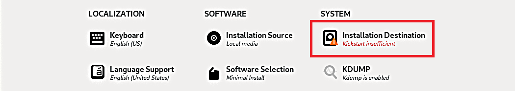 Installation Destination