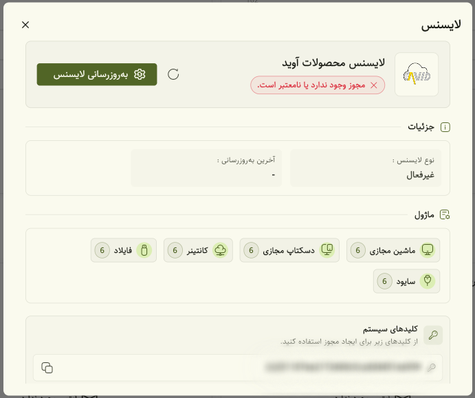 پنجرهٔ مجوز (لایسنس)