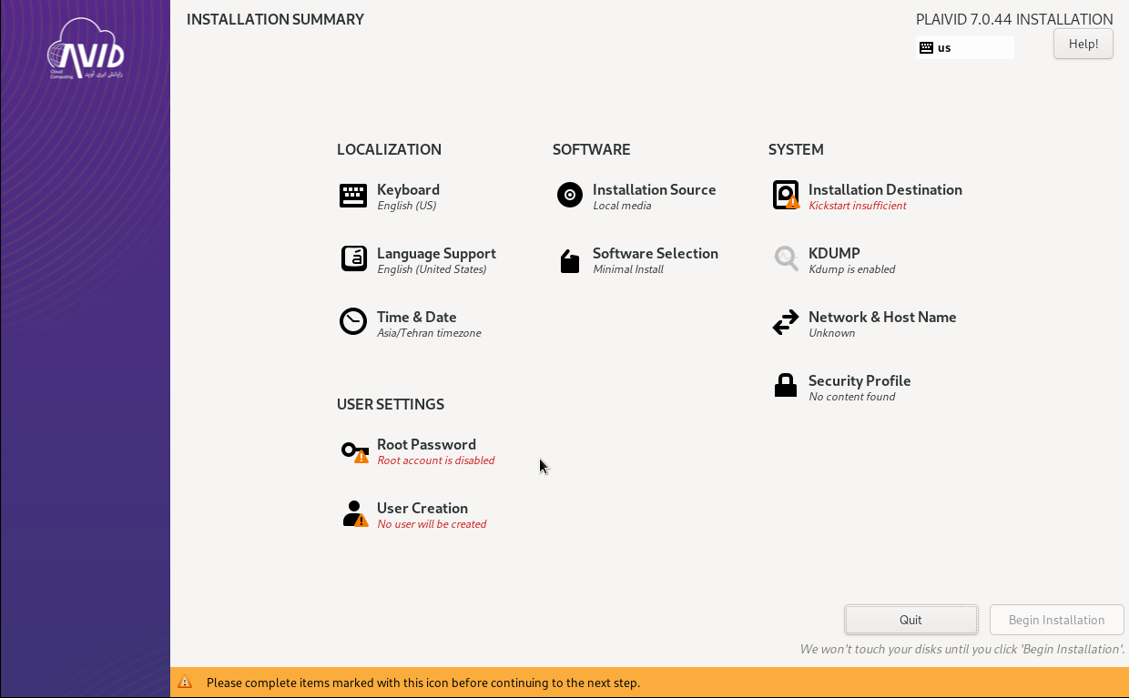 Installation Summary