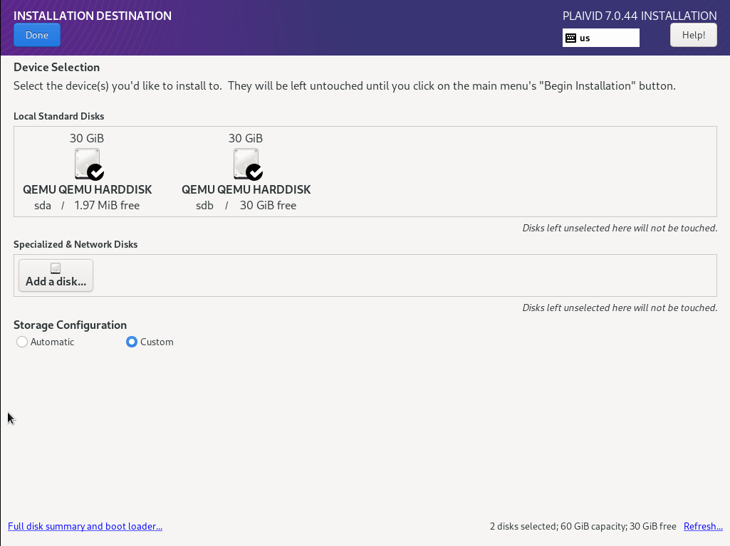 Installation Destination