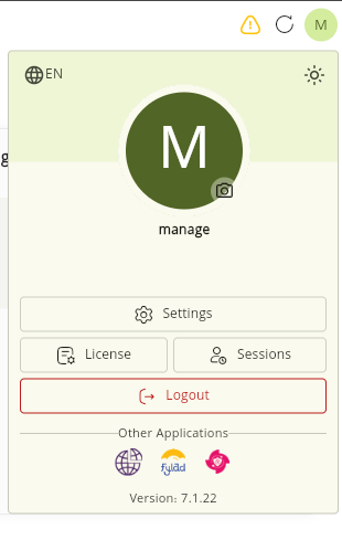 User profile menu
