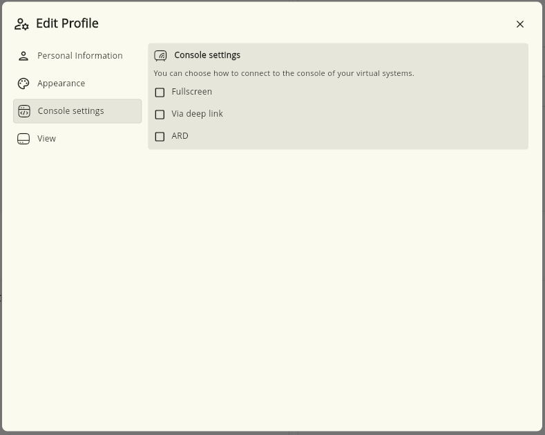 Edit Profile — Console Settings