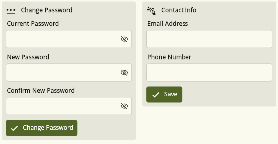 Contact information and change password