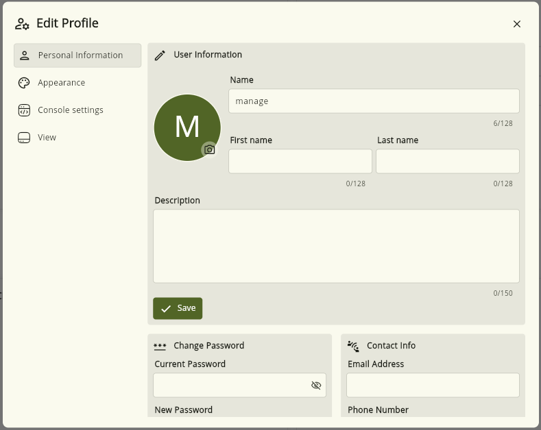 Edit Profile — Personal Information