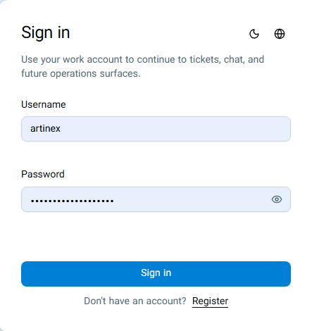 ArtiNex Login Page