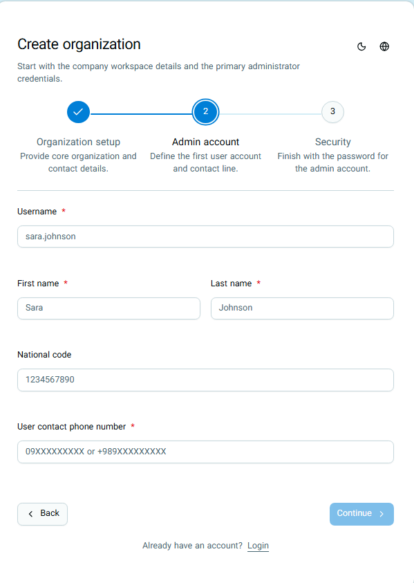 Step 2: Owner Account